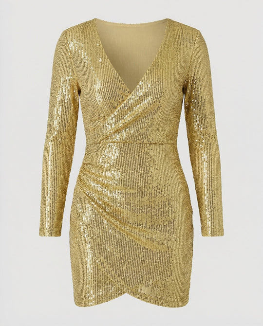 Pailletten V-Ausschnitt Kleid | R&B