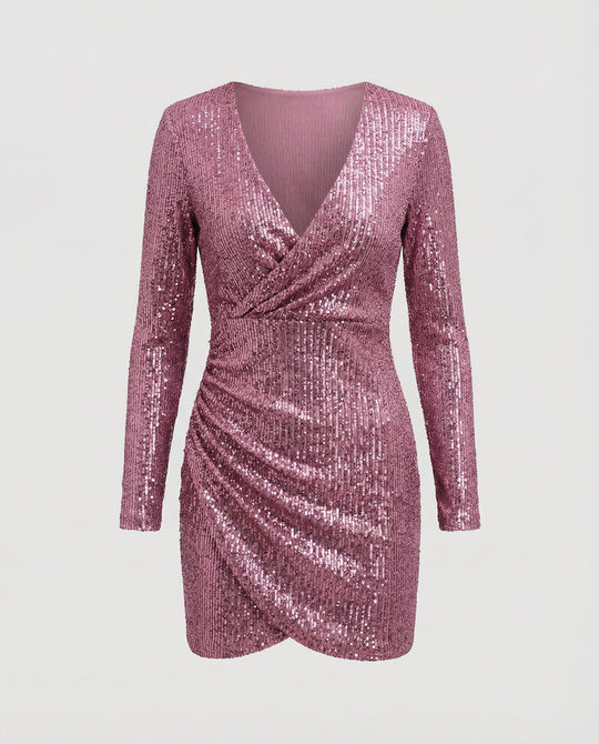 Pailletten V-Ausschnitt Kleid | R&B