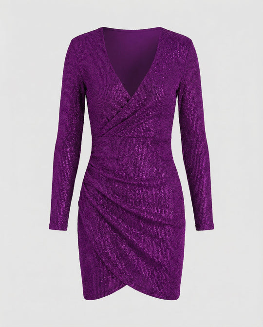 Pailletten V-Ausschnitt Kleid | R&B