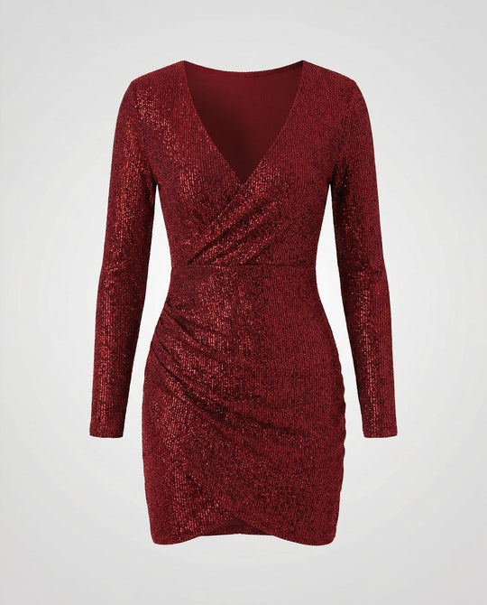 Pailletten V-Ausschnitt Kleid | R&B
