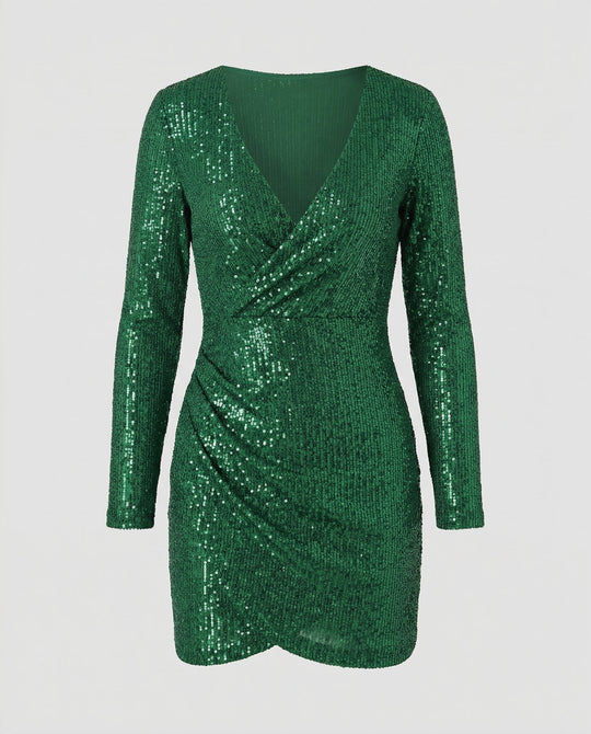 Pailletten V-Ausschnitt Kleid | R&B