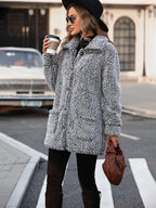 R&B | Lange Teddyjacke mit Knöpfen Polyester Komfortabel und Warm