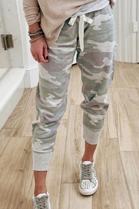 R&B | Lässig Camouflage Druck Draw String Capri Patchwork Hosen