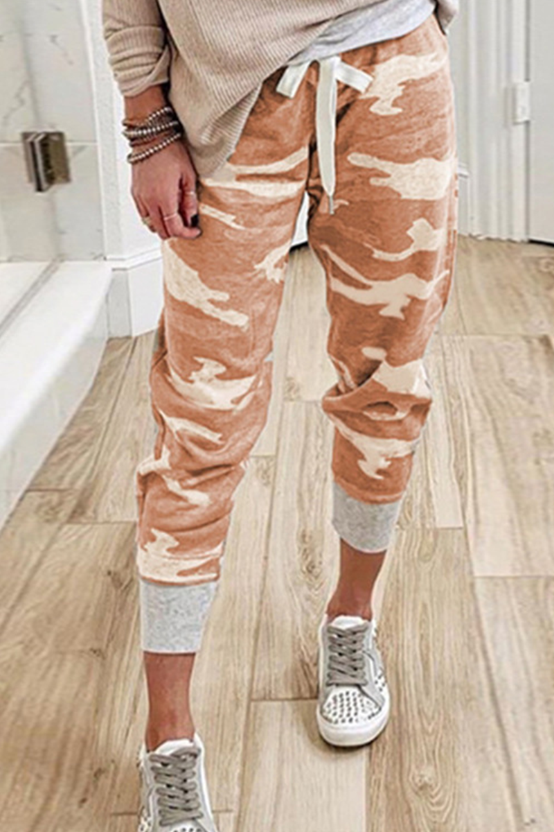 R&B | Lässig Camouflage Druck Draw String Capri Patchwork Hosen