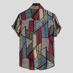 Herren Kurzarmhemd mit kreativem geometrischen Design und leichtem Stoff