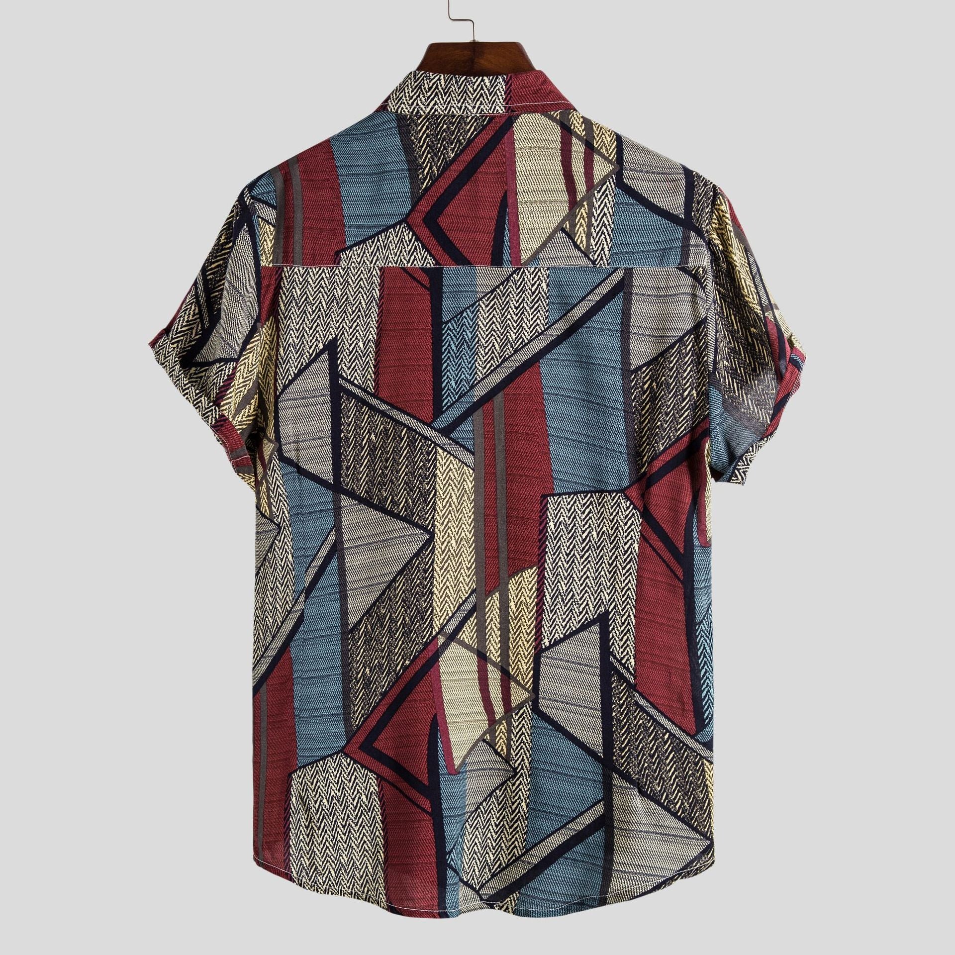 Herren Kurzarmhemd mit kreativem geometrischen Design und leichtem Stoff