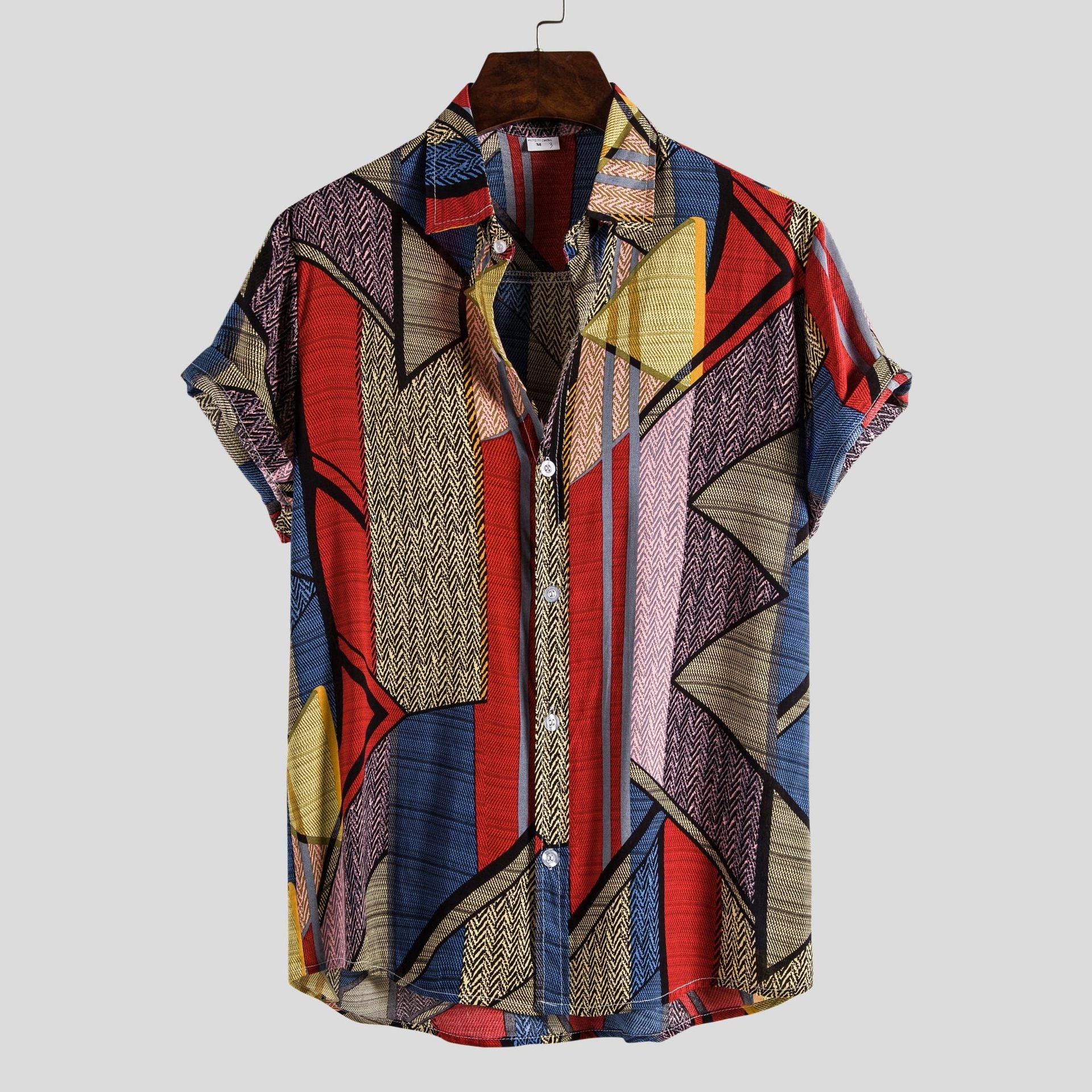Herren Kurzarmhemd mit kreativem geometrischen Design und leichtem Stoff