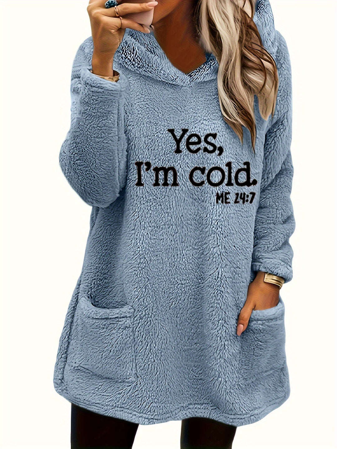 R&B | Langer Hoodie mit Print Fleece Wärme und Komfort