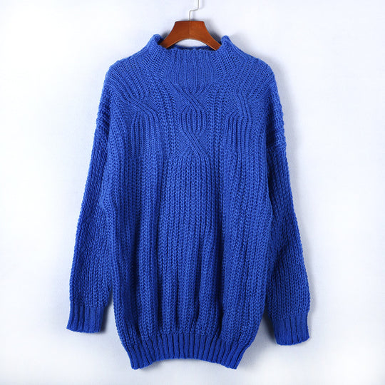 Damen kuscheliger Rollkragenpullover mit strukturiertem Zopfdesign und lässigem Schnitt R&B
