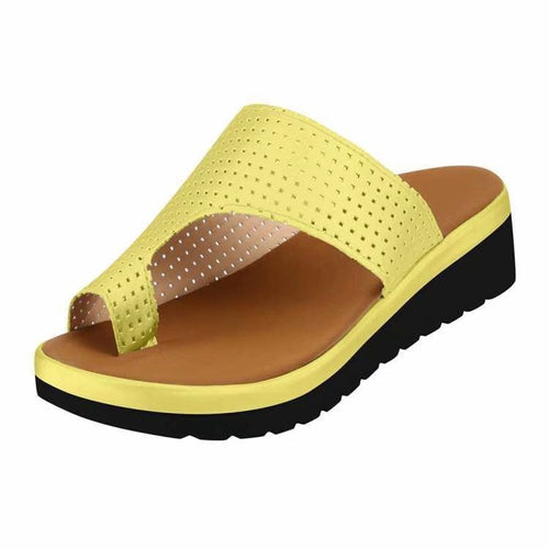 Damen nan lässige Zehensteg-Slipper mit gelochtem Soft-Obermaterial und dämpfender Keilsohle R&B