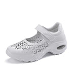 Damen nan perforierter Riemchenschuh mit Luftkissenprofil und Klettverschluss R&B