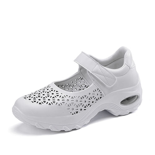 Damen nan perforierter Riemchenschuh mit Luftkissenprofil und Klettverschluss R&B