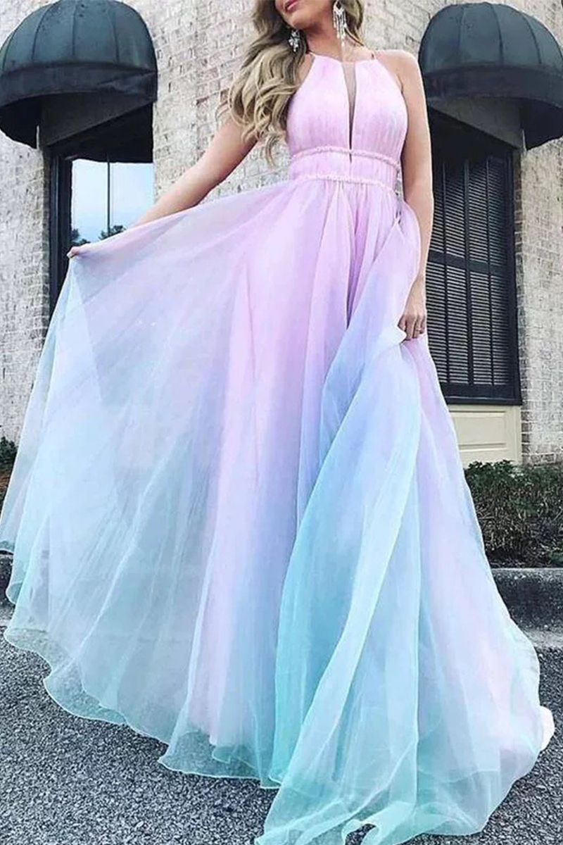 R&B | Lässiges Patchwork Netz Halter Netz Kleid Kleider
