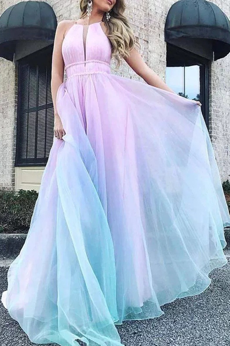 R&B | Lässiges Patchwork Netz Halter Netz Kleid Kleider