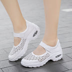 Damen nan perforierter Riemchenschuh mit Luftkissenprofil und Klettverschluss R&B