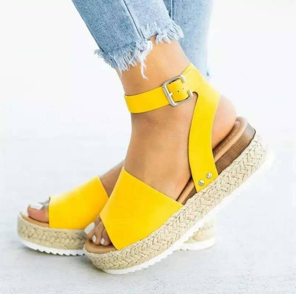 Damen Wedge-Sandalen mit elastischem Riemen und komfortablem Fußbett R&B