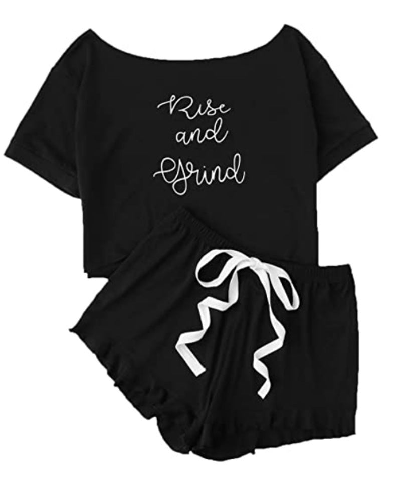 Damen Freizeit Schlafanzug Set mit aufgedrucktem Motiv R&B