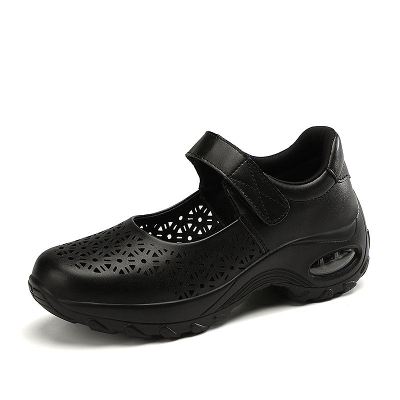 Damen nan perforierter Riemchenschuh mit Luftkissenprofil und Klettverschluss R&B