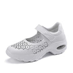 Damen nan perforierter Riemchenschuh mit Luftkissenprofil und Klettverschluss R&B