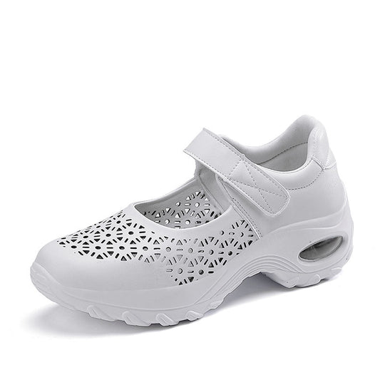 Damen nan perforierter Riemchenschuh mit Luftkissenprofil und Klettverschluss R&B