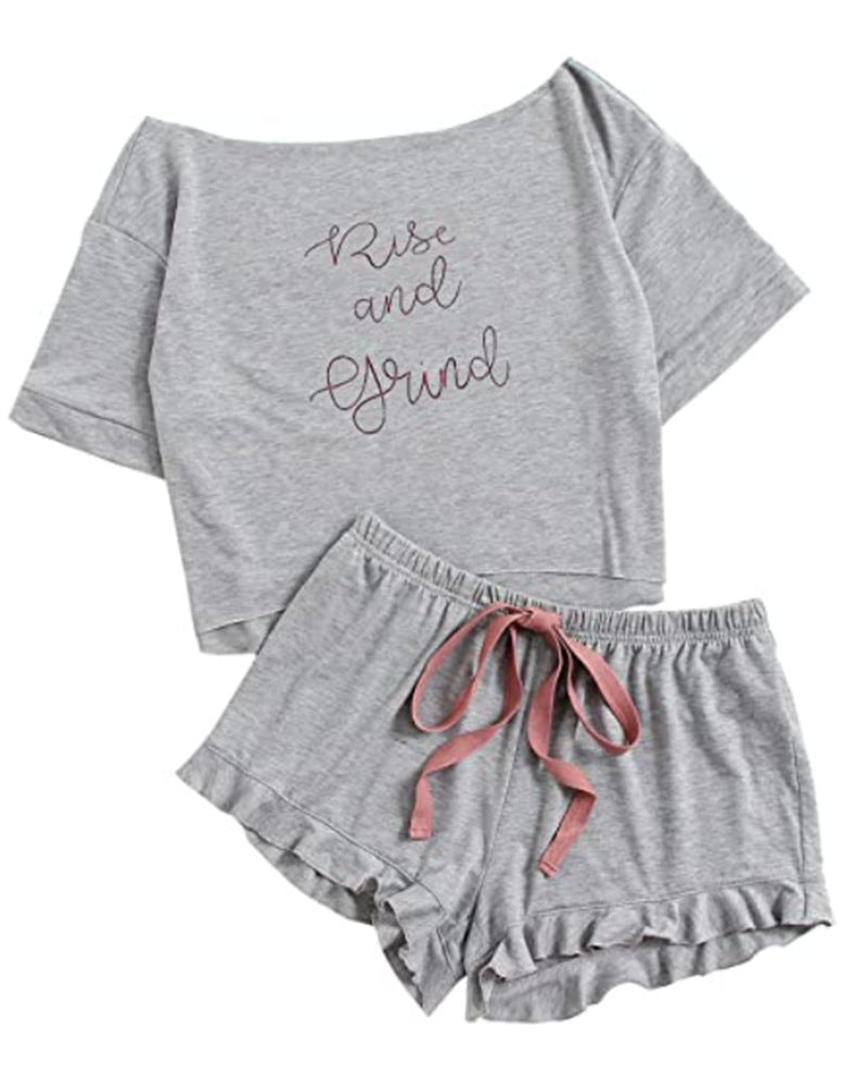 Damen Freizeit Schlafanzug Set mit aufgedrucktem Motiv R&B