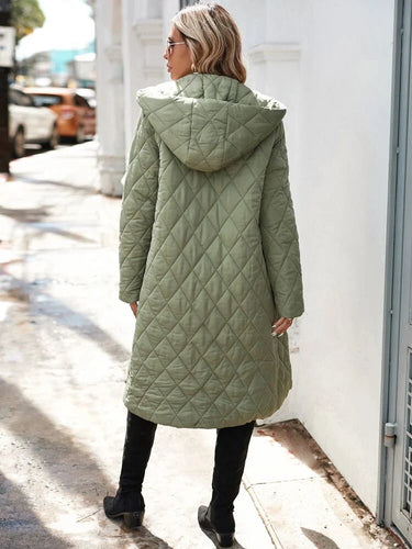 R&B | Kapuzen-Daunenjacke für Damen - lange gep quiltete Jacke