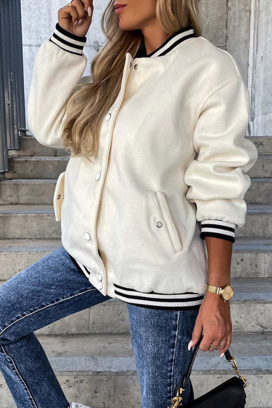 R&B | Street Color Block Buckle Kontrast O Neck Jacke(4 Farben)