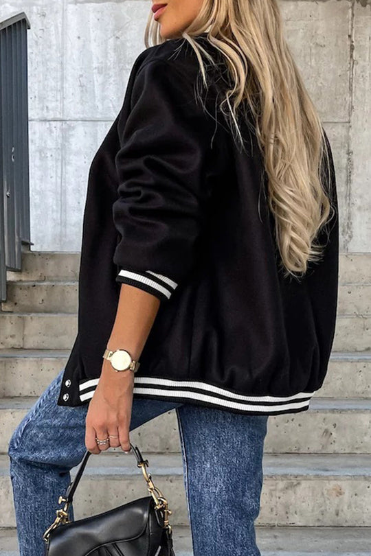 R&B | Street Color Block Buckle Kontrast O Neck Jacke(4 Farben)