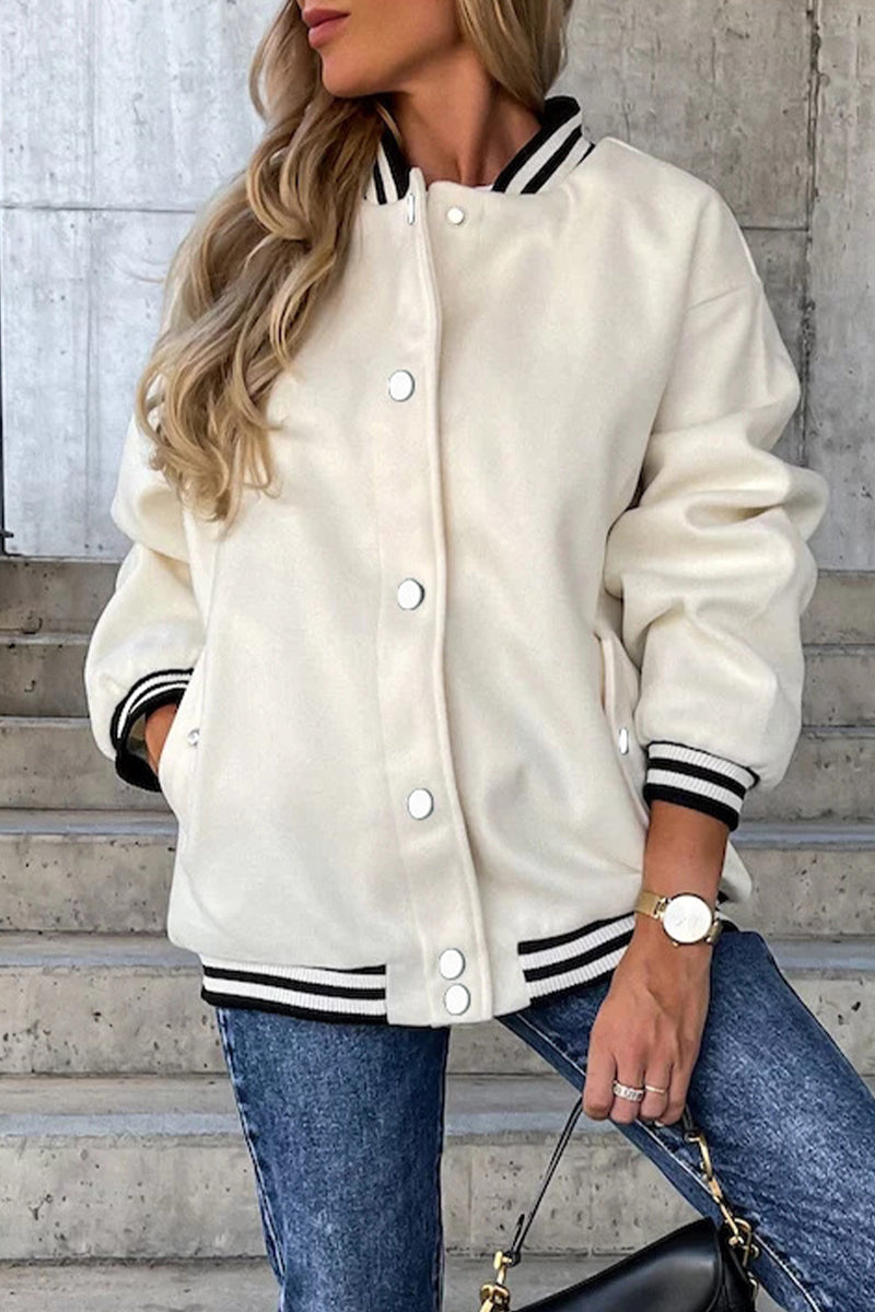 R&B | Street Color Block Buckle Kontrast O Neck Jacke(4 Farben)