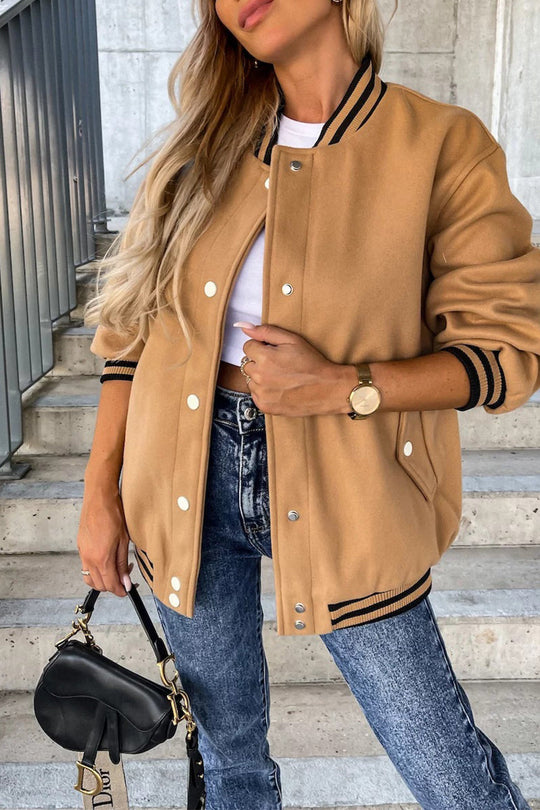 R&B | Street Color Block Buckle Kontrast O Neck Jacke(4 Farben)