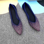 Damen spitz zulaufende Ballerinas mit elastischem Obermaterial