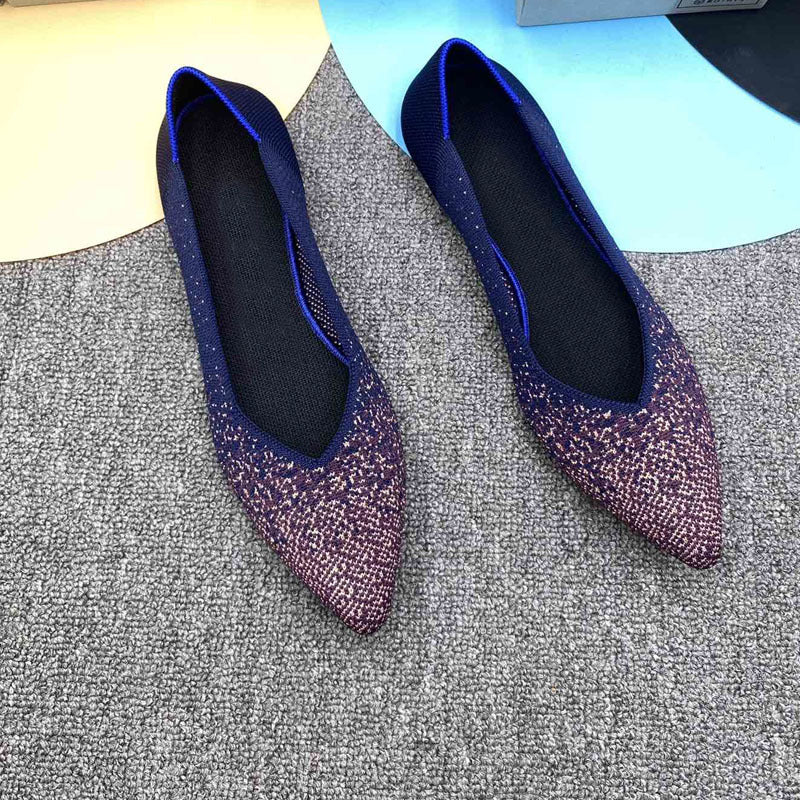 Damen spitz zulaufende Ballerinas mit elastischem Obermaterial