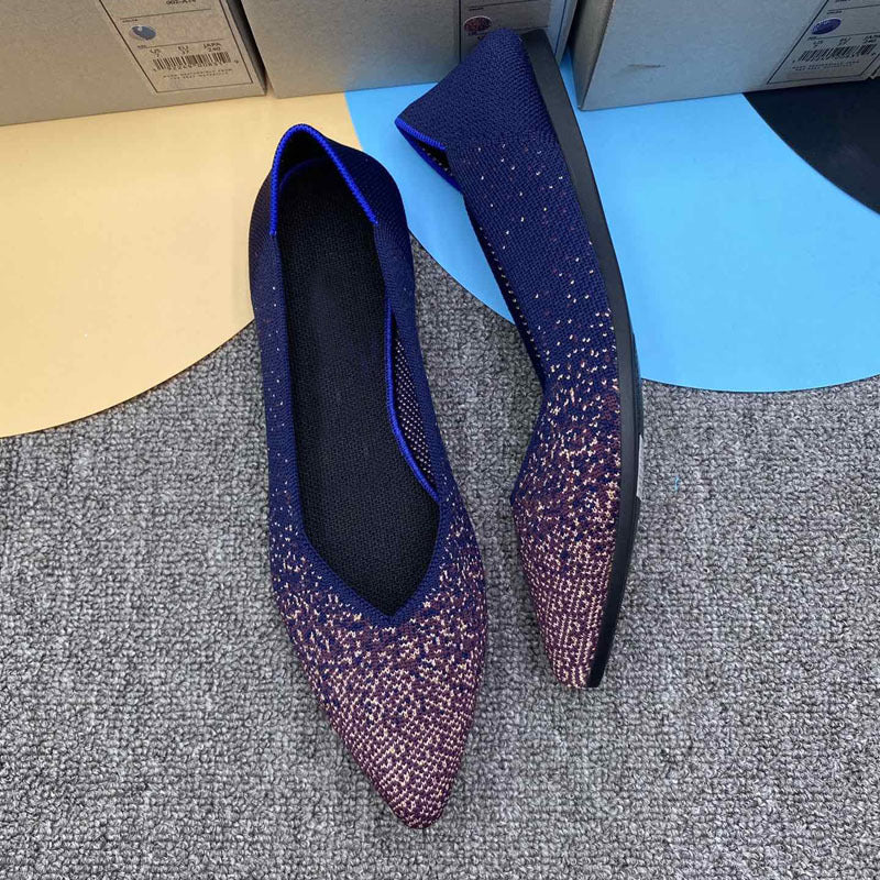 Damen spitz zulaufende Ballerinas mit elastischem Obermaterial