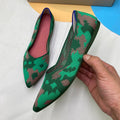 Damen spitz zulaufende Ballerinas mit modernem Muster und flexiblem Fußbett