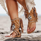 Damen Freizeitsandalen mit Fransen und detailreicher Dekoration R&B