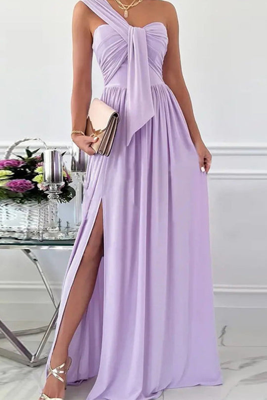 R&B | Elegante Formelle Einfarbige Asymmetrische Einseitige Unregelmäßige Kleid Kleider- 7 Farben