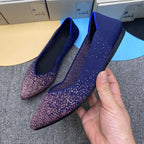 Damen spitz zulaufende Ballerinas mit elastischem Obermaterial