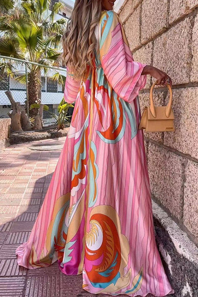 R&B | College Vacation Print Frenulum Strandkleid Kleider