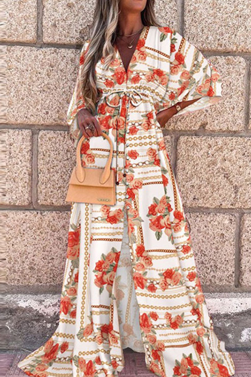 R&B | College Vacation Print Frenulum Strandkleid Kleider