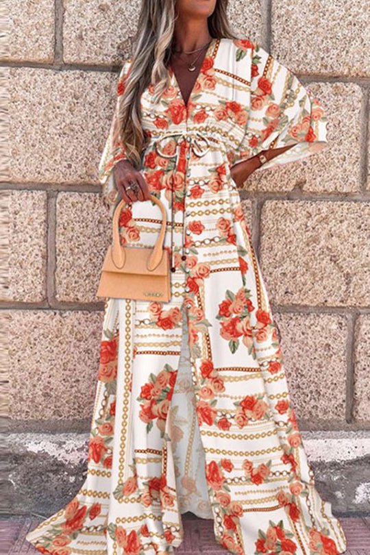 R&B | College Vacation Print Frenulum Strandkleid Kleider