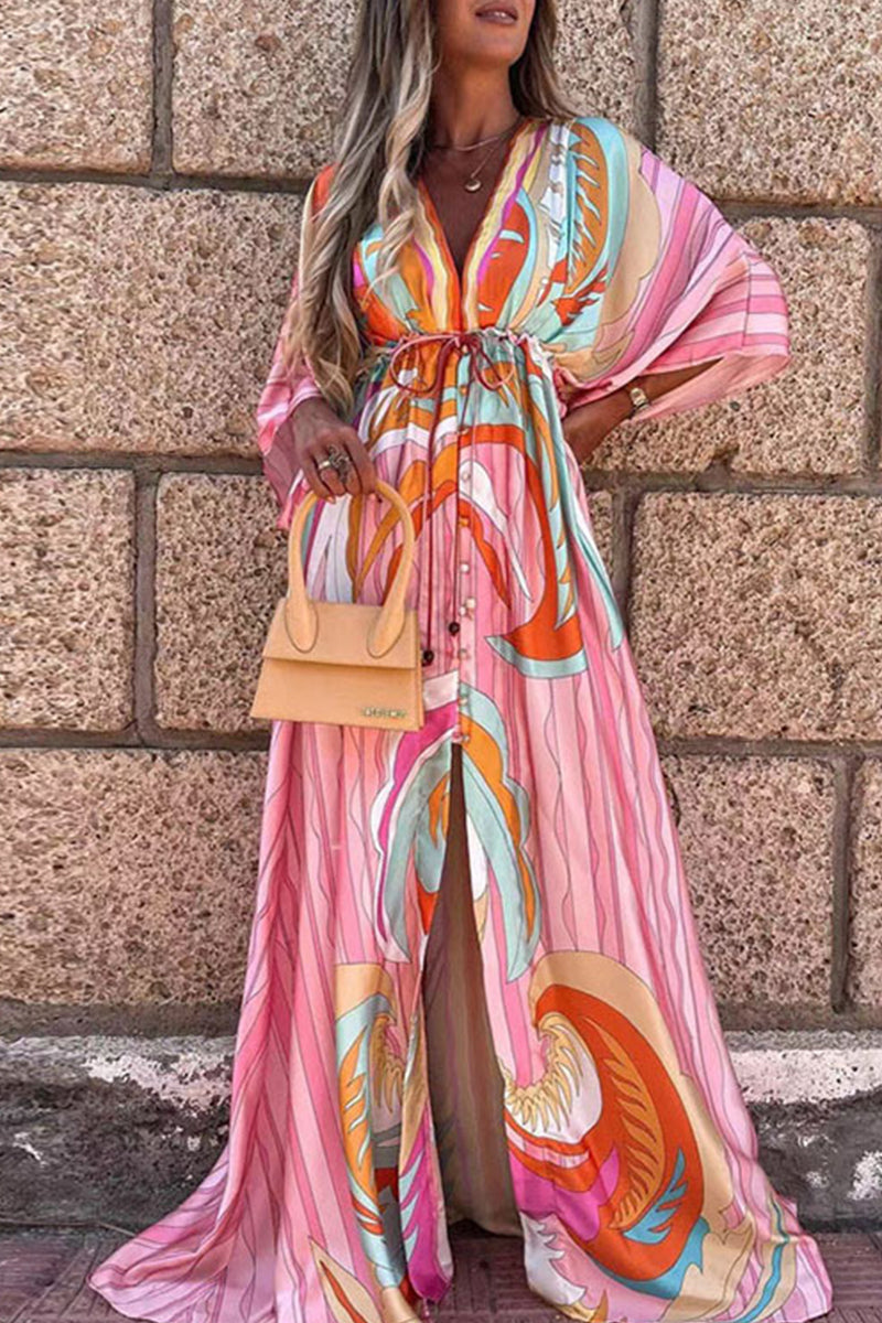 R&B | College Vacation Print Frenulum Strandkleid Kleider