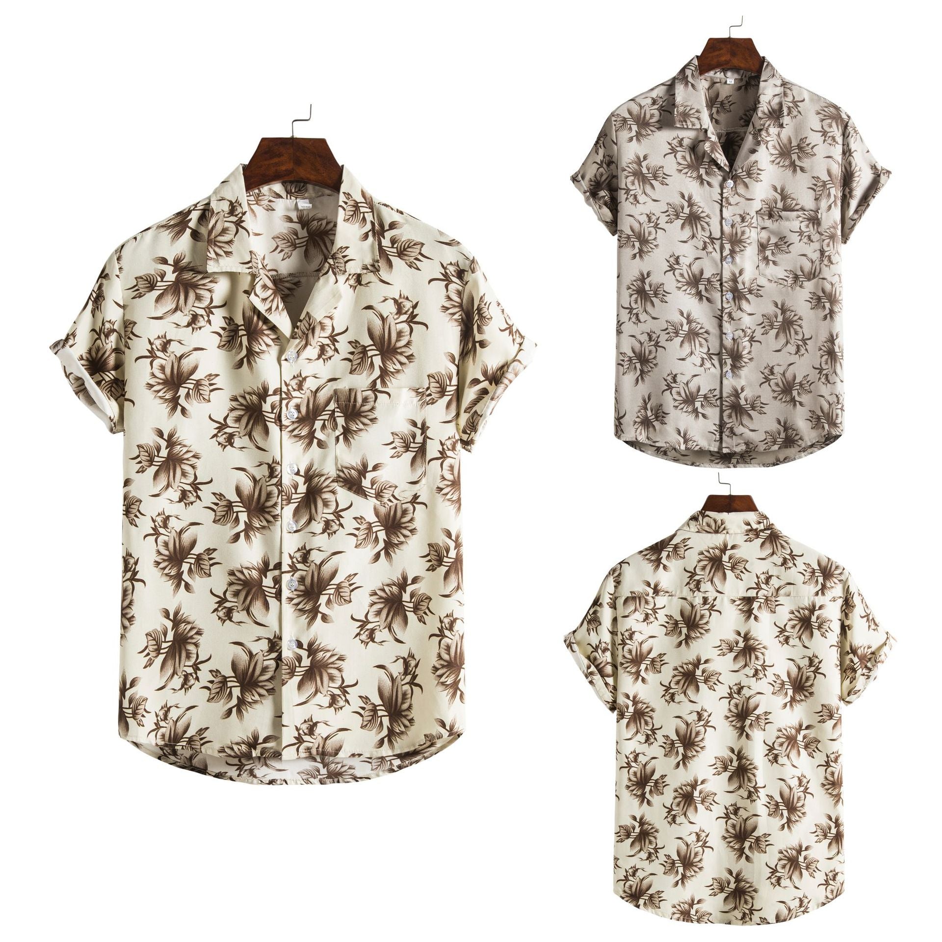 Herren Kurzarmhemd mit floralem Allover-Print und lockerer Passform