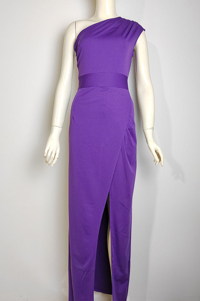 R&B | Elegantes Formelles Einfarbiges Schlitz Asymmetrisches Schräges Kragen Abendkleid Kleider - 8 Farben