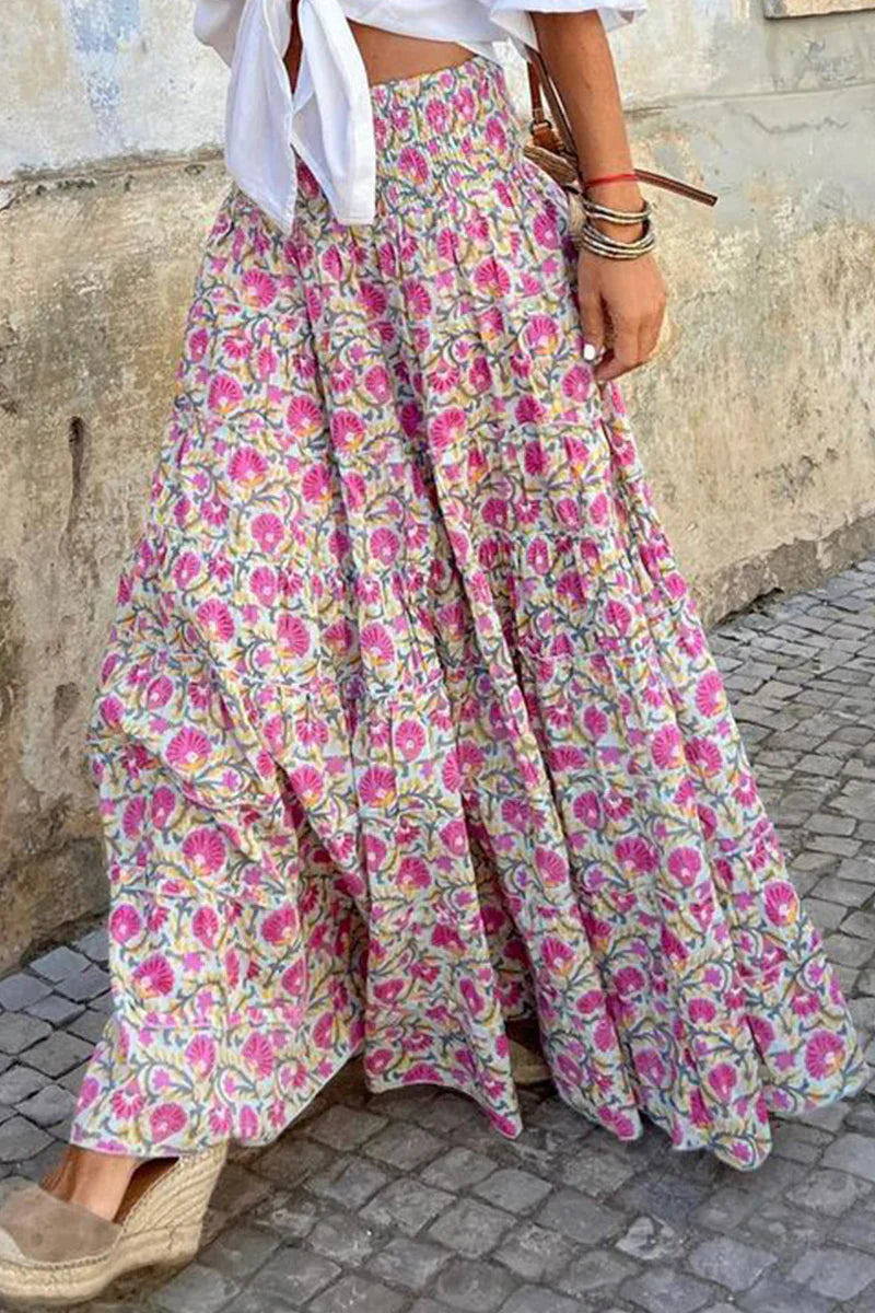 Hochtaillierte Bootcut-Hose mit verspieltem Druck
