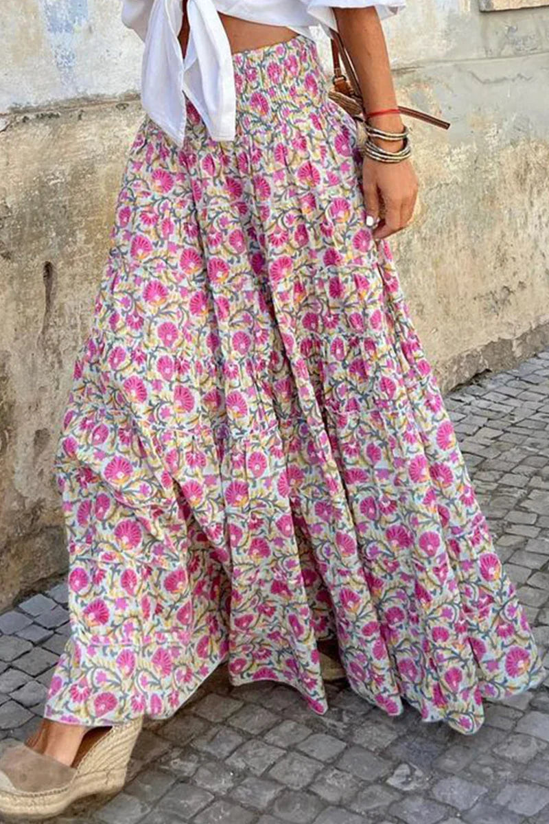 Hochtaillierte Bootcut-Hose mit verspieltem Druck