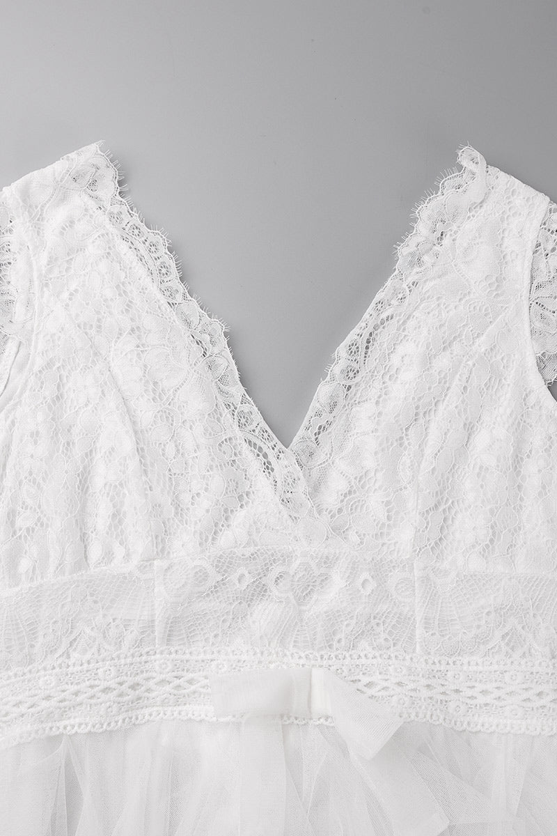R&B | Süß Elegante Einfarbige Mesh V-Ausschnitt Ungleichmäßiges Kleid Kleider- 3 Farben