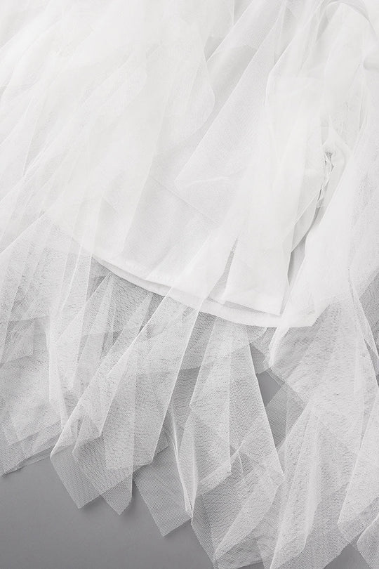 R&B | Süß Elegante Einfarbige Mesh V-Ausschnitt Ungleichmäßiges Kleid Kleider- 3 Farben