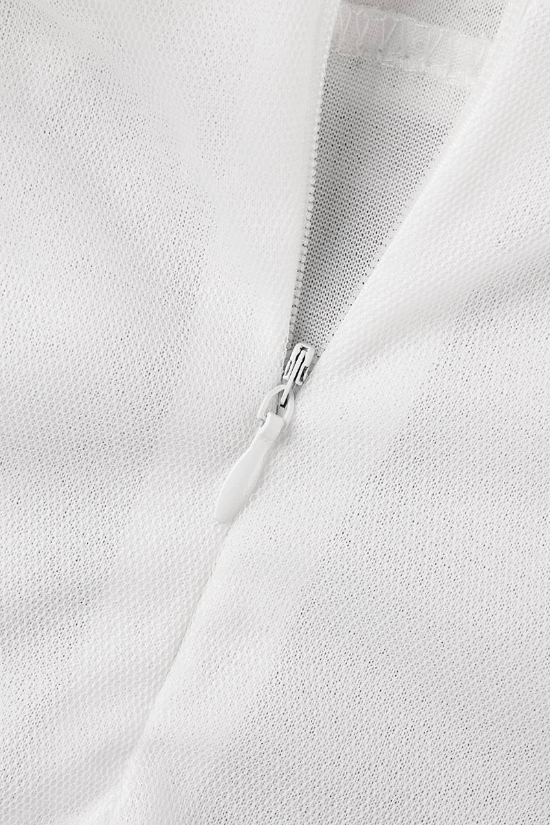 R&B | Süß Elegante Einfarbige Mesh V-Ausschnitt Ungleichmäßiges Kleid Kleider- 3 Farben