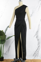 R&B | Elegantes Formelles Einfarbiges Schlitz Asymmetrisches Schräges Kragen Abendkleid Kleider - 8 Farben