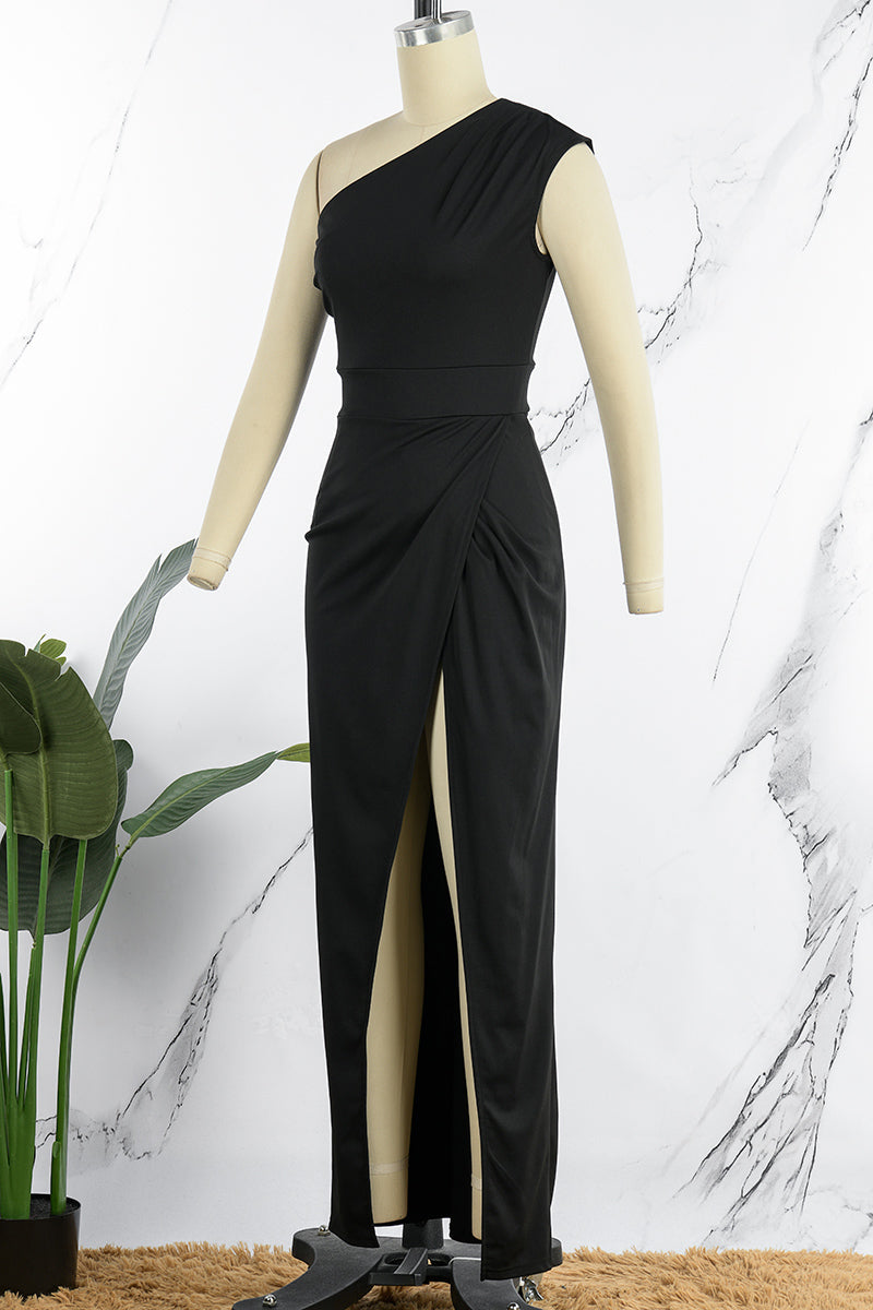 R&B | Elegantes Formelles Einfarbiges Schlitz Asymmetrisches Schräges Kragen Abendkleid Kleider - 8 Farben